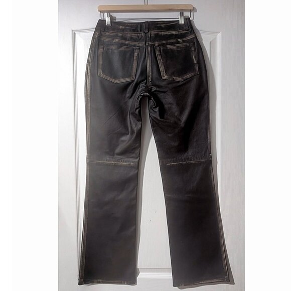 Rudsak | Women's Bootcut Leather Pants In Distressed Brown - Picture 2 of 12